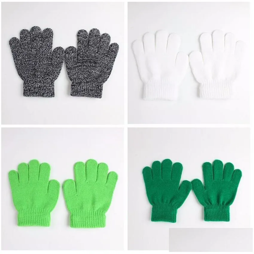 winter warm baby gloves children knitted stretch mittens kids solid girls gloves full finger glove knitted random boys gloves