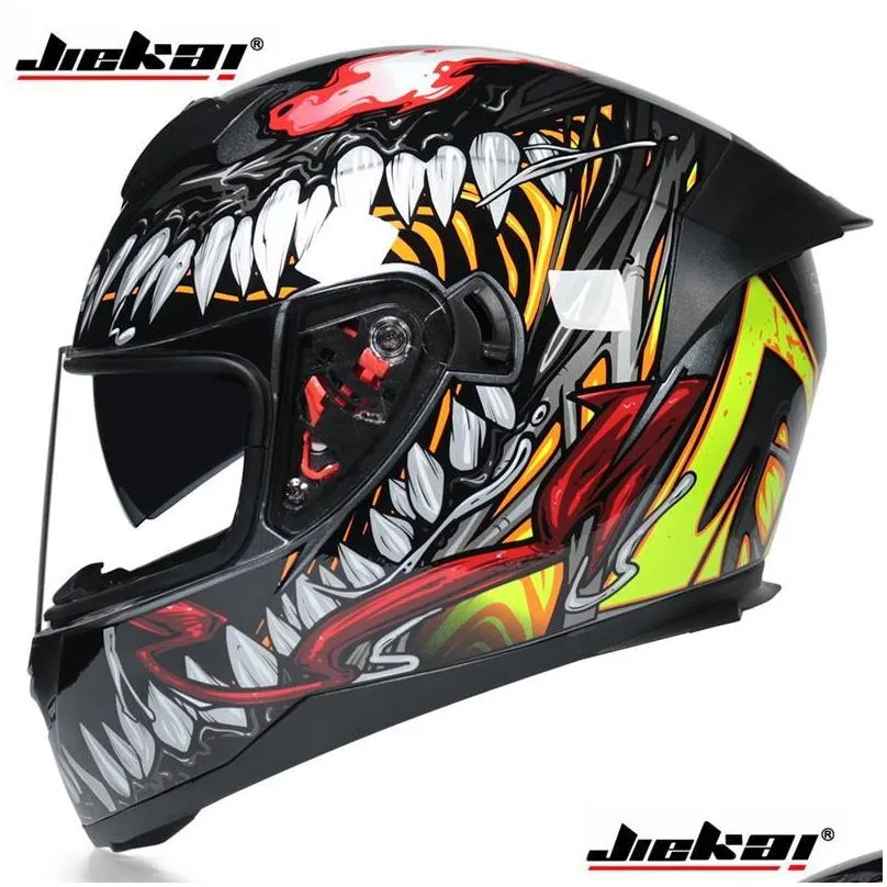 jiekai 316 motorcycle helmet safety full face dual lens racing strong resistance off road dot approved visors helmets