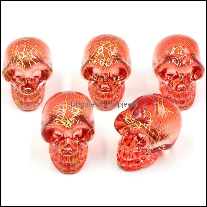 18x24mm crystal glass skull carved electroplating crafts stone ornaments skeleton shape hand piece home decoration accessories vipjewel