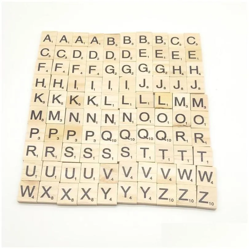 100pcs/set wooden alphabet scrabble tiles black letters numbers for crafts wood