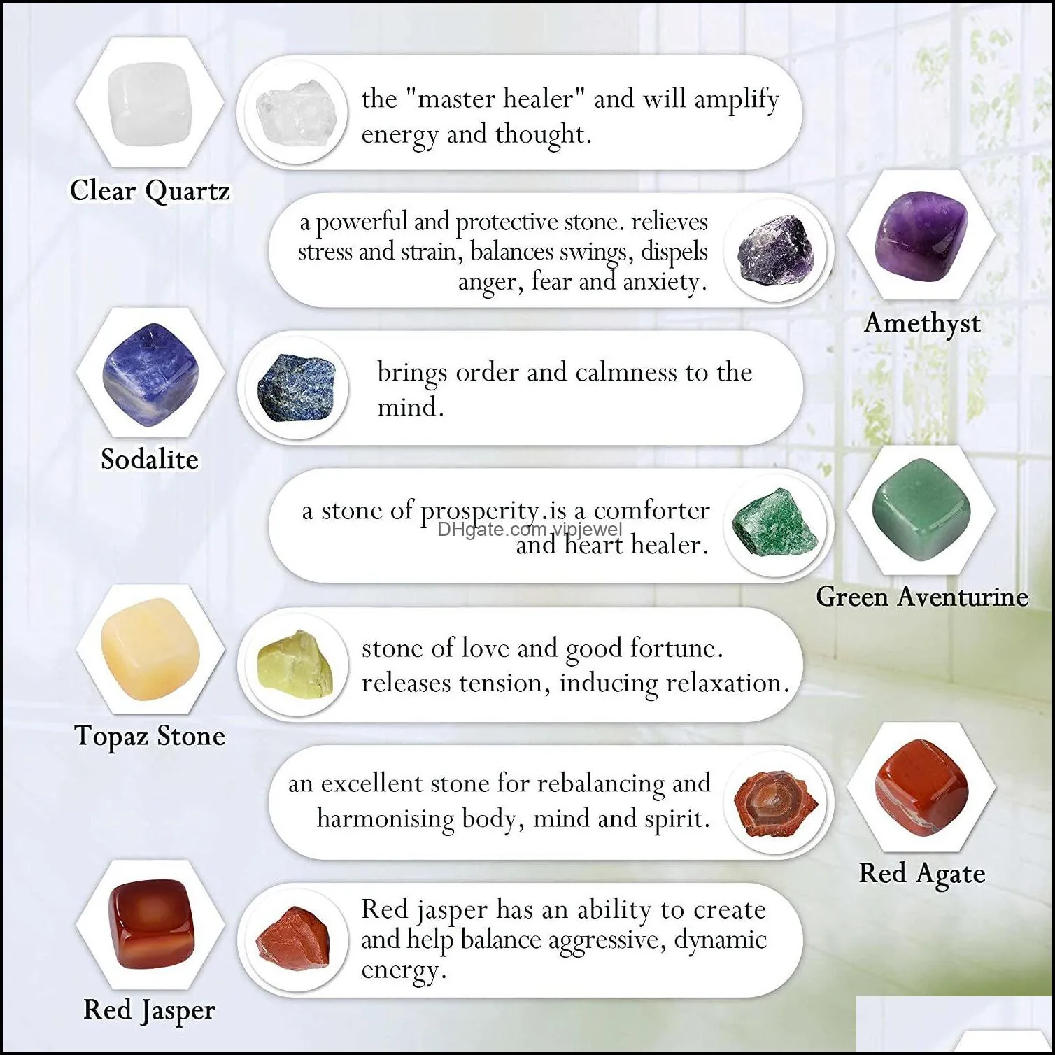 7 chakra set reiki natural crystal stone square polishing amethyst rose quartz yoga energy bead chakra healing decoratio vipjewel