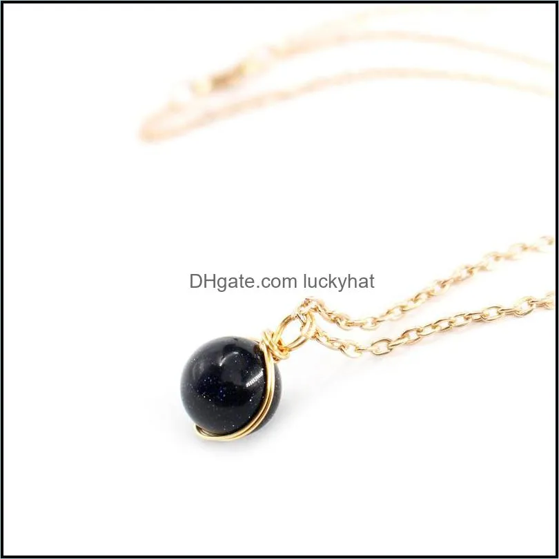 natural stone necklace 12mm rose quartz tiger eye amethysts energy healing chakra pendant necklaces women jewelry