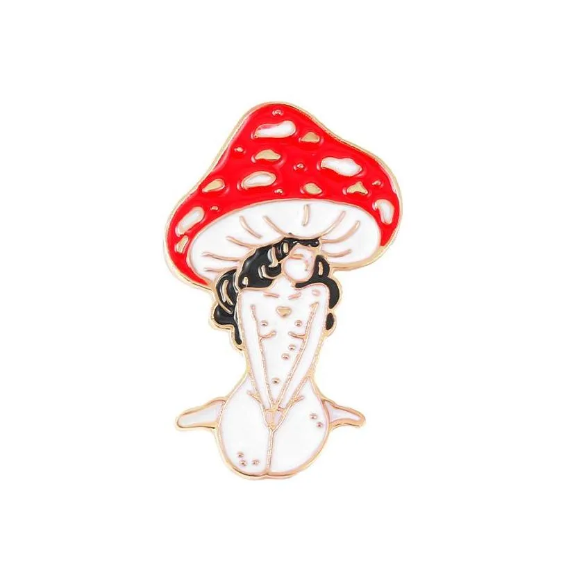 mushroom lady enamel pins custom girls and plant brooches lapel badges cartoon nature art jewelry gift for friends