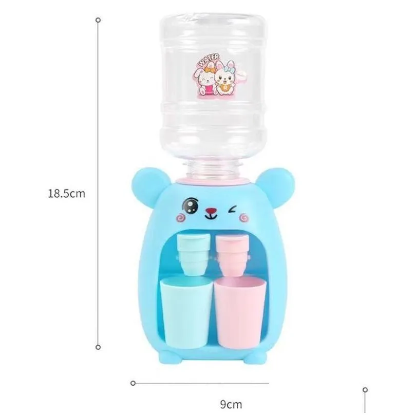 mini water dispenser novelty toys for children kids gift cute cold/warm water juice milk drinking fountain simulation cartoon kitchen