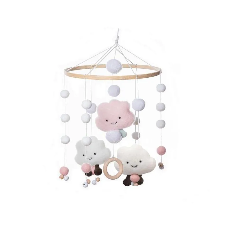 baby rattles crib mobiles toy cotton rabbit pendant bed bell rotating music rattles for cots projection infant wooden toys 220312