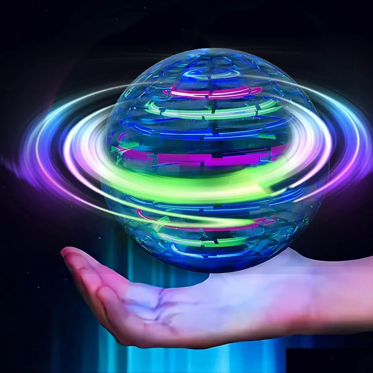 magic balls flying ball toy mini drone globe 360° rotating builtin rgb light hover spinner space orb for kids adts indoor outdoor dr