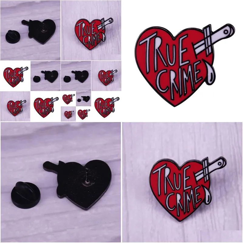 true crime enamel pins serial killer murder stories badge knife into the heart brooch