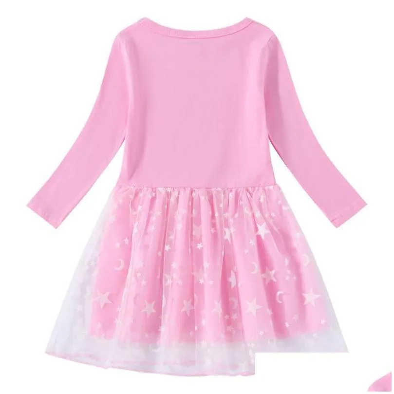 girls dresses fgteev 2021 spring autumn girls dress cotton printed stars and moon mesh full sleeve princess dress.vestidos para ninas