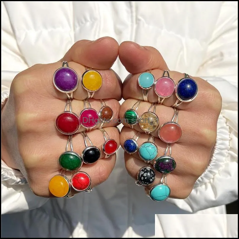 fashion natural stone ring handmade bohemian jewelry gift crystal ring for women birthday party rings adjustabl sport1