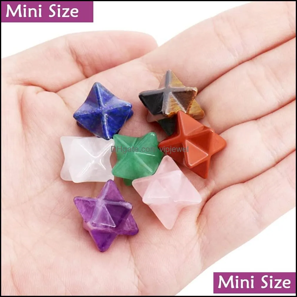 mini merkaba hexagram star qaurtz chakra stone crafts energy healing reiki crystal hand play home decoration stone handicraft vipjewel