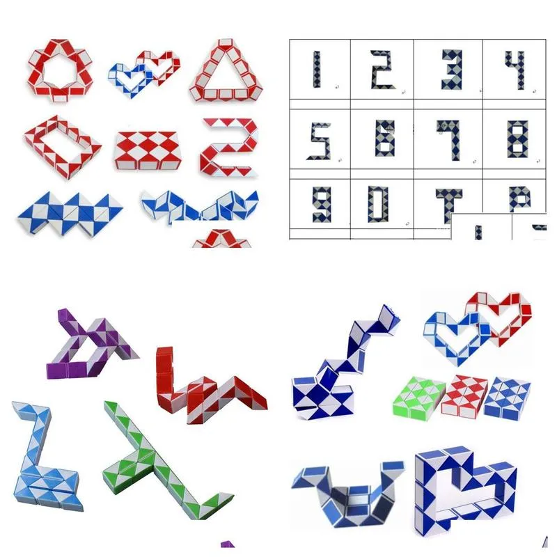 mini magic snake 4 colorscreative changeable for child square magic cube puzzle game twisty stress reliever snake toys collection