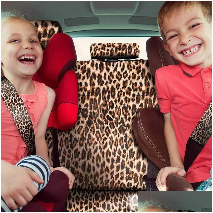 seat cushions 13 pcs leopard print car covers full set steering wheel cover coasters armrest pad cover