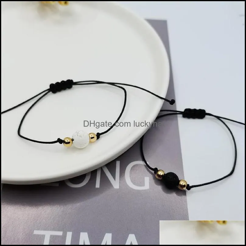 white black lava stone bead weave perfume bracelet aromatherapy  oil diffuser bracelet for women men jewelry