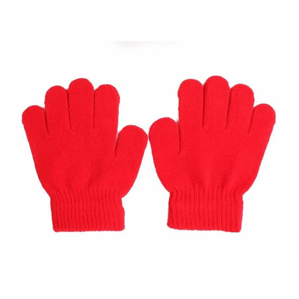 winter warm baby gloves children knitted stretch mittens kids solid girls gloves full finger glove knitted random boys gloves