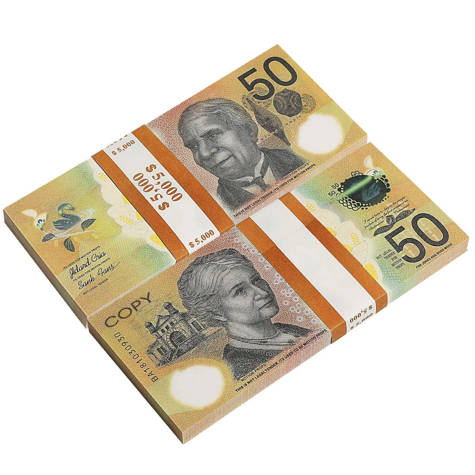 fake money prop australian dollar 50 aud banknotes paper copy movie game props