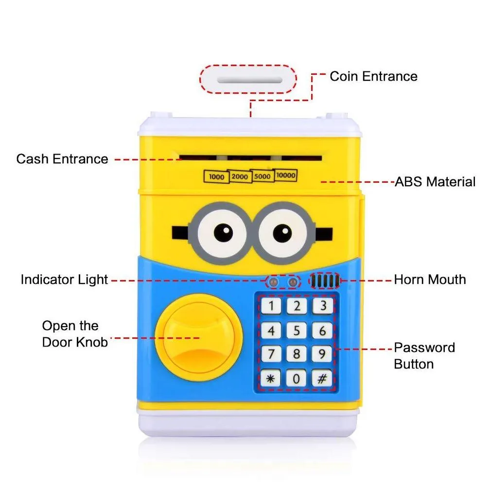 best cartoon electronic piggy bank atm password money bank cash coin can auto scroll paper money for children christmas gift