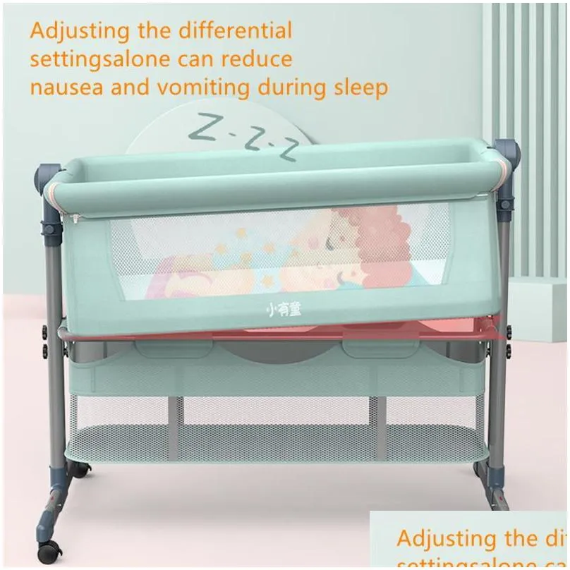 baby cribs crib stitching bed removable folding portable bionic cradle born bb with roller mosquito net