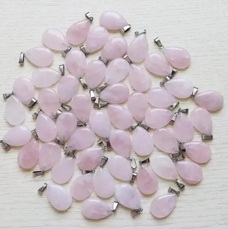 natural stone cross heart pink moon quartz healing pendants charms diy necklace jewelry accessories making