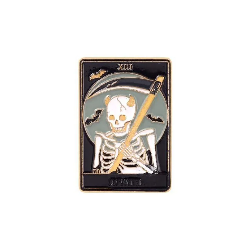 punk tarot card series sun moon brooches women alloy enamel star skeleton badges accessories for uni sweater backpack clothes lapel pins