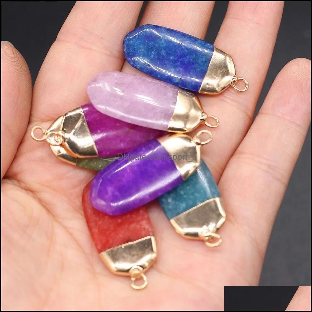reiki healing charms semiprecious rectangular white stone dyed color crystal pendant diy necklace women fashion jewelry findin sport1