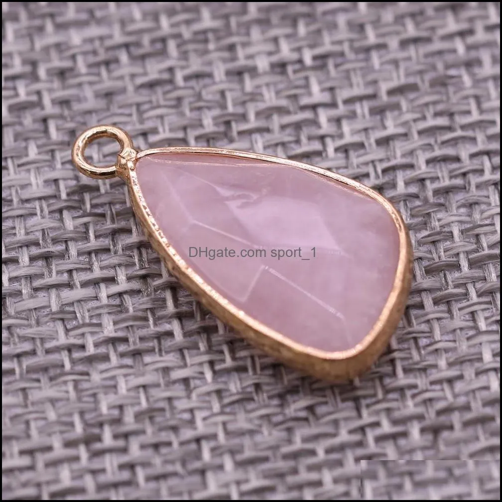 14x26m natural stone chakra charms rose quartz healing reiki amethyst crystal pendant finding for diy men necklaces jewelry sport1