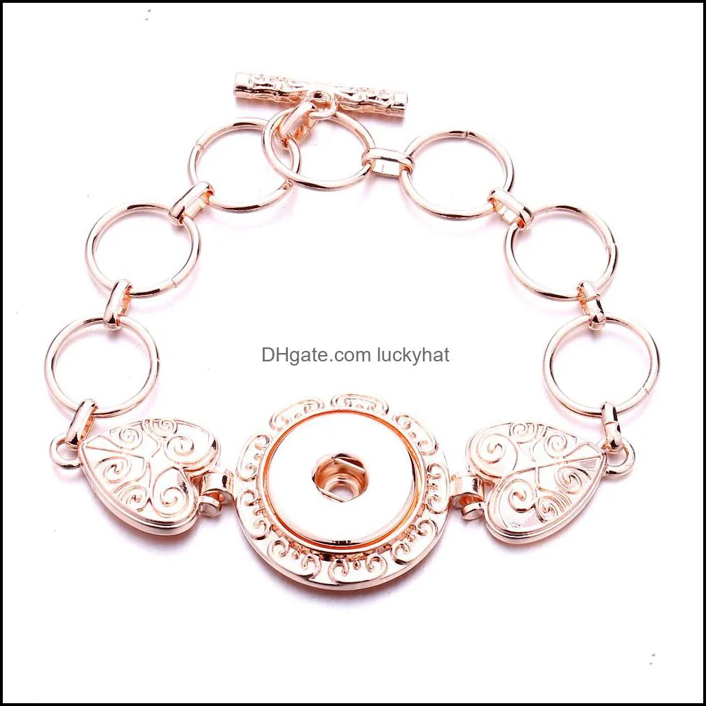 vintage silver 18mm snap button heart charm bracelet silver gold link chain snaps buttons bracelets jewelry for women men