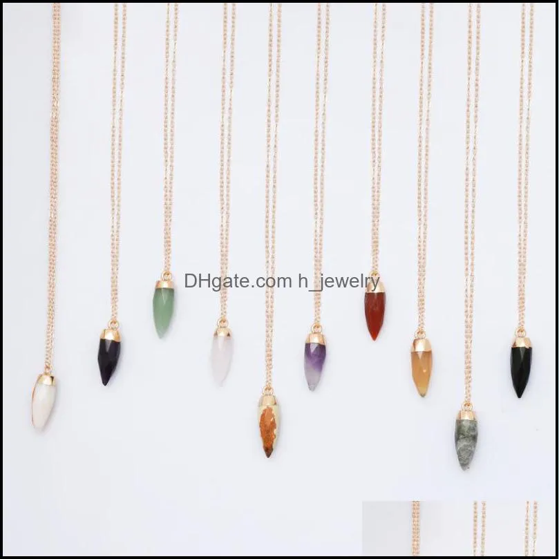 natural stone necklace water drop shape opal pink purple crystal pendant necklace for women jewelry