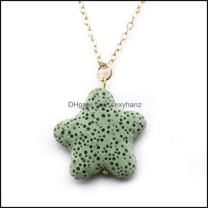 colorful star lava stone pendant necklace diy arom  oil diffuser necklaces stainless steel chain collar for women sexyhanz