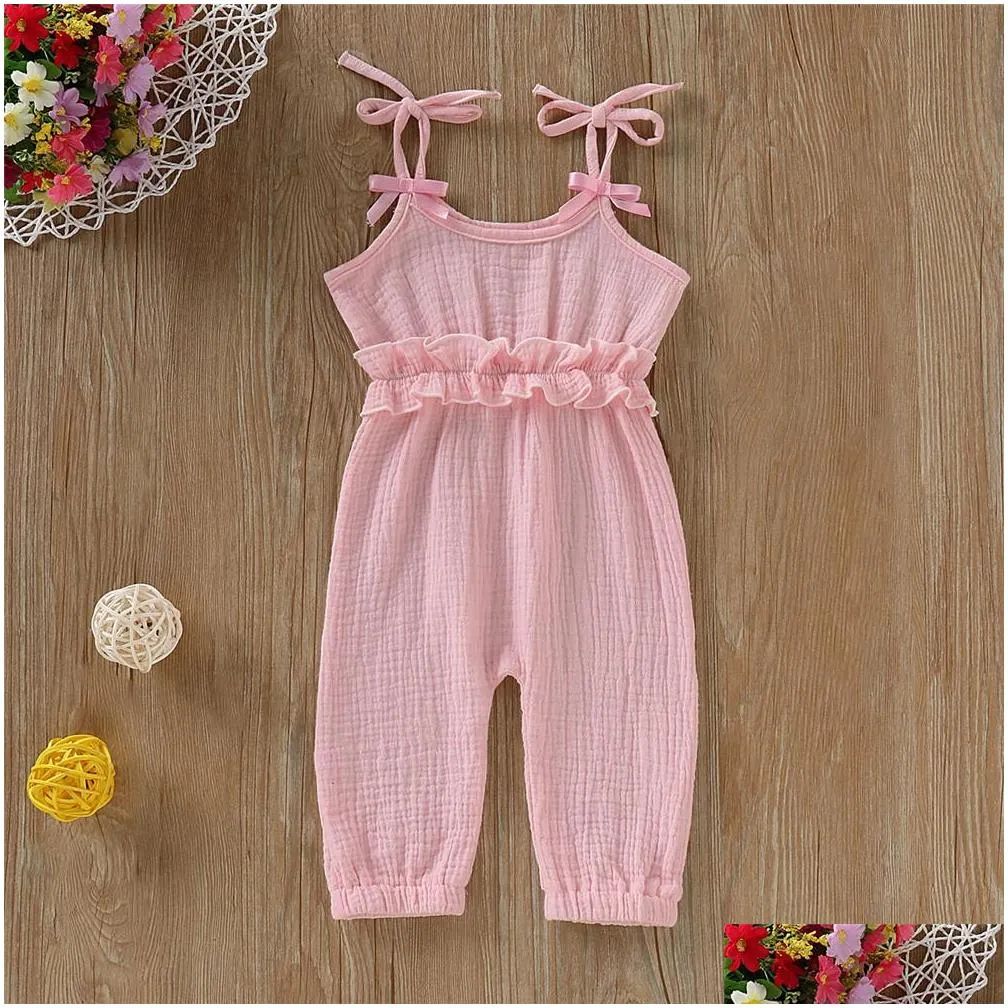 mikrdoo newborn infant baby girl bodysuit summer cute clothes straped ruffle romper cute solid color jumpsuit for 024 months