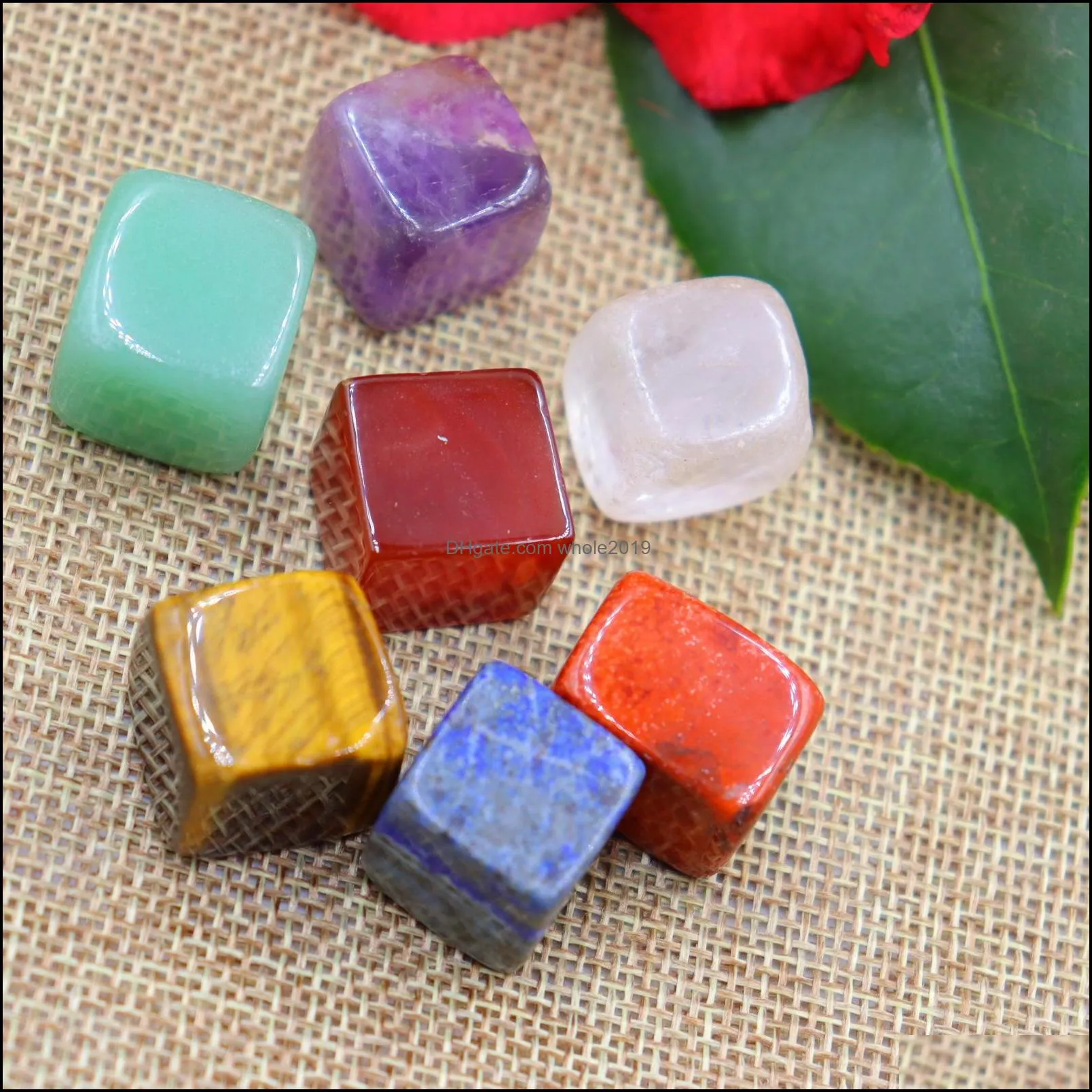 cubic 7 chakra set ornament reiki natural stone crystal polishing quartz yoga energy bead chakra healing decoratio whole2019