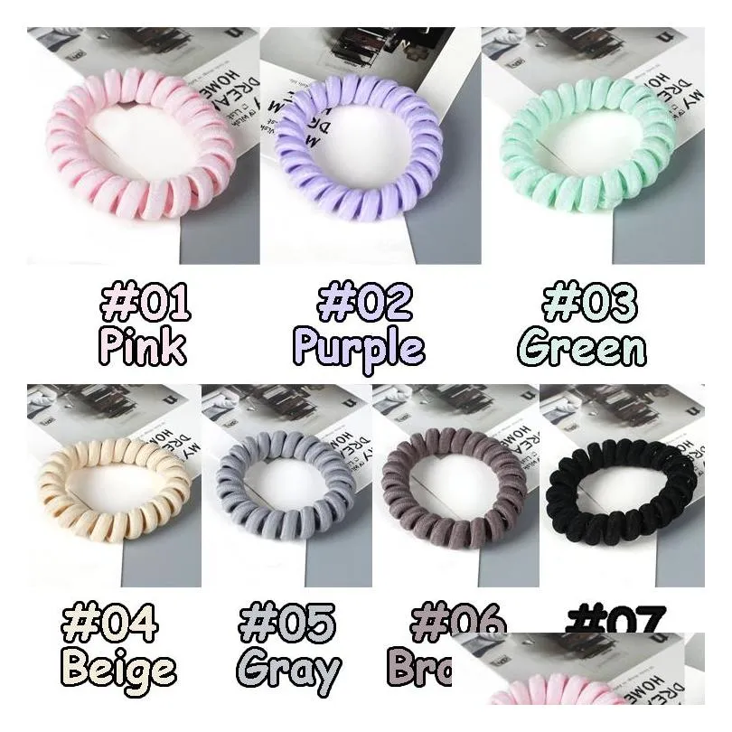 high elasticity telephone coil hairband hair bows 7 colors girl spiral hairties hair rings rope hair accessories gum scrunchy jy765