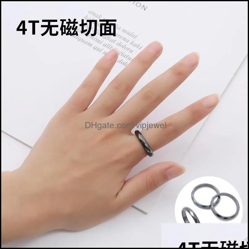 4mm band natural stone hematite rings black gallstone couple nonmagnetic aneis health care radiation protection gif vipjewel