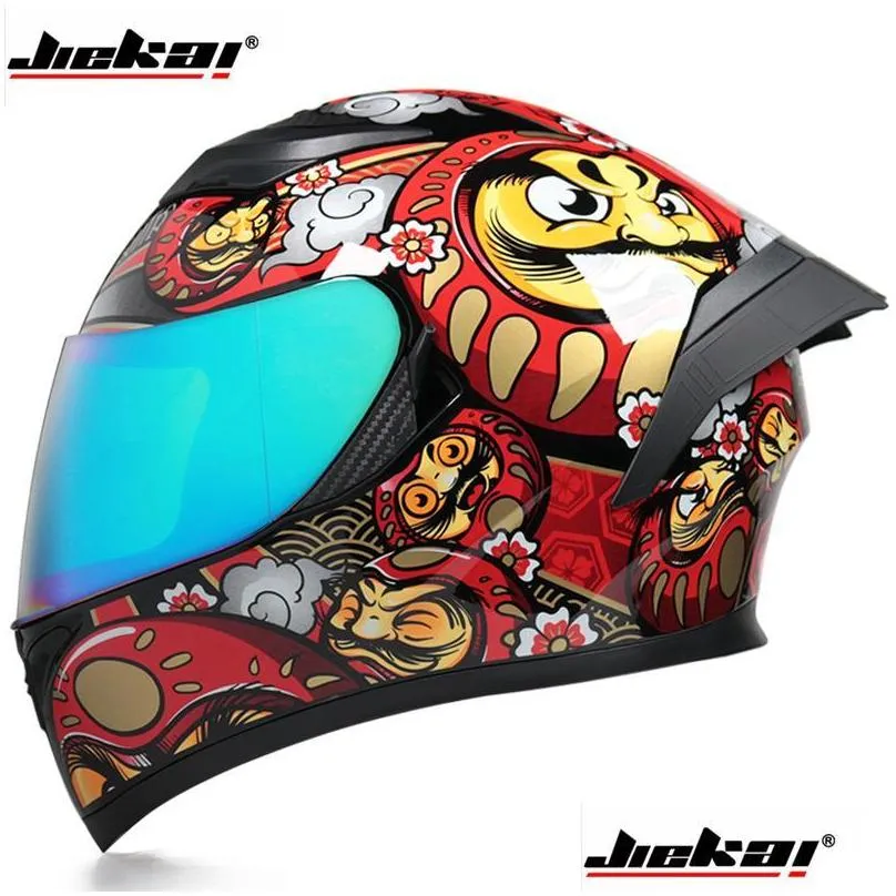 jiekai 316 motorcycle helmet safety full face dual lens racing strong resistance off road dot approved visors helmets