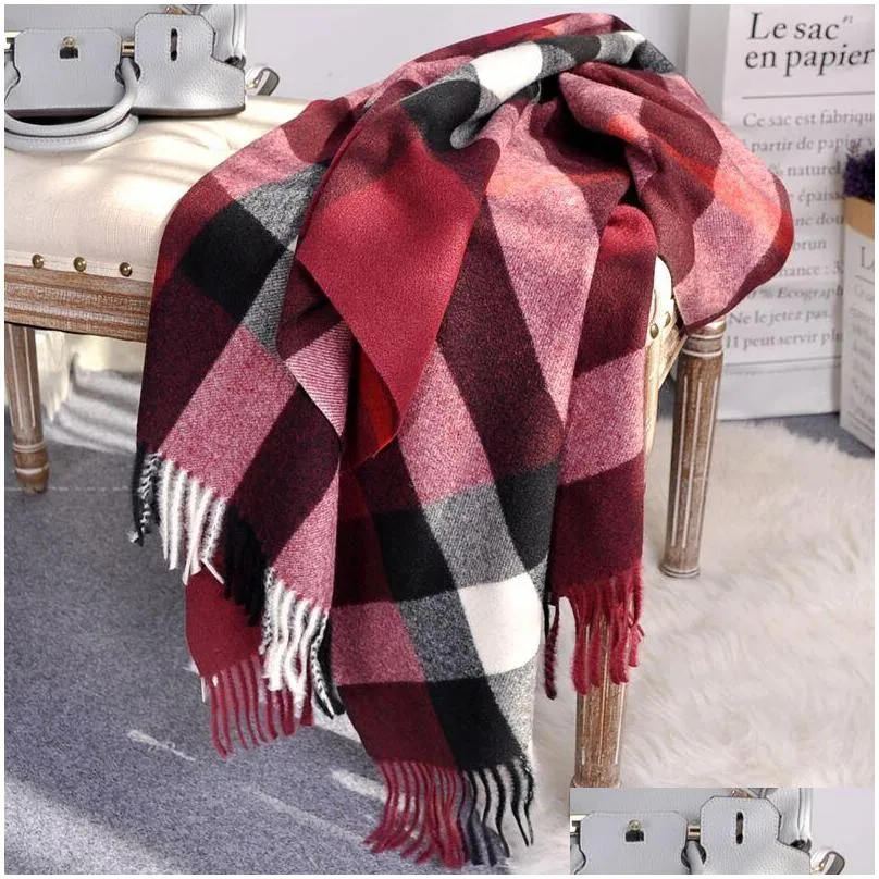 high quality 100 cashmere scarf fashion classic plaid printed cashmere scarf ultra soft thermal cashmere scarf 190x70cm