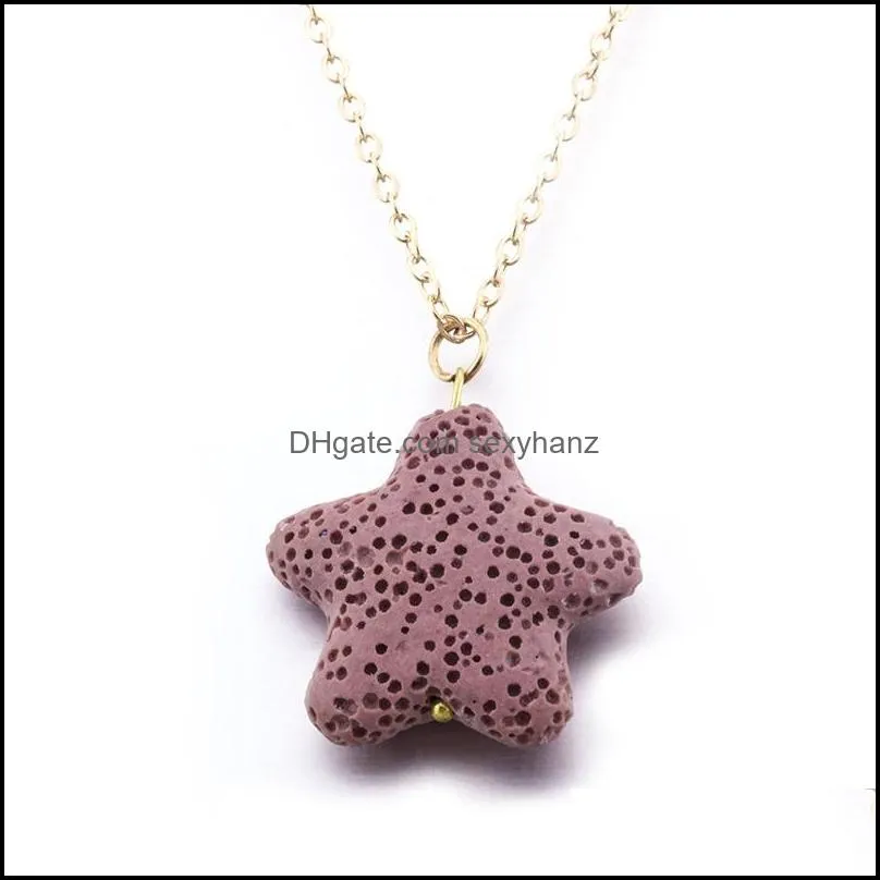 colorful star lava stone pendant necklace diy arom  oil diffuser necklaces stainless steel chain collar for women sexyhanz