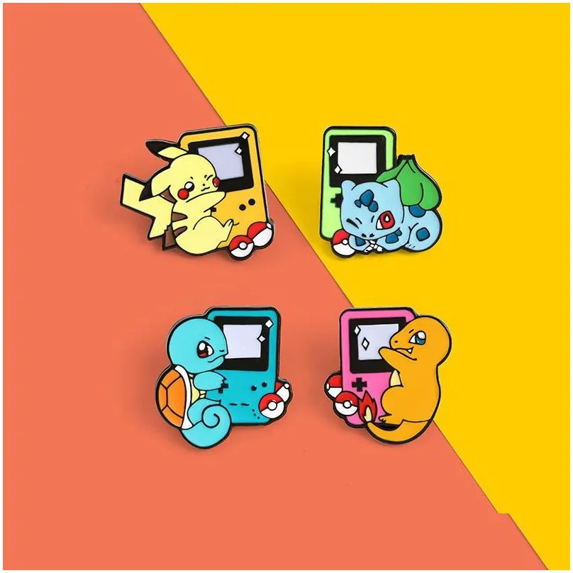 cartoon cute anime game console enamel brooch animal color alloy pins punk badge accessories woman jewelry gift for friends 4 colors