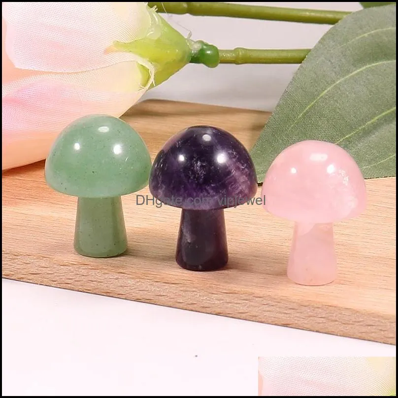 small natural quartz stone mini mushroom carving crystal healing decoration craft vipjewel