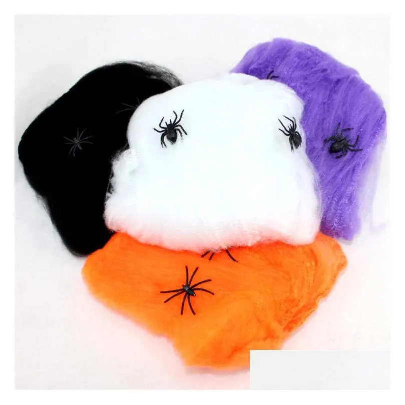 5 color halloween spider web stretchy cobweb with spider for halloween party ktv props bar haunted house party decoration wholesale