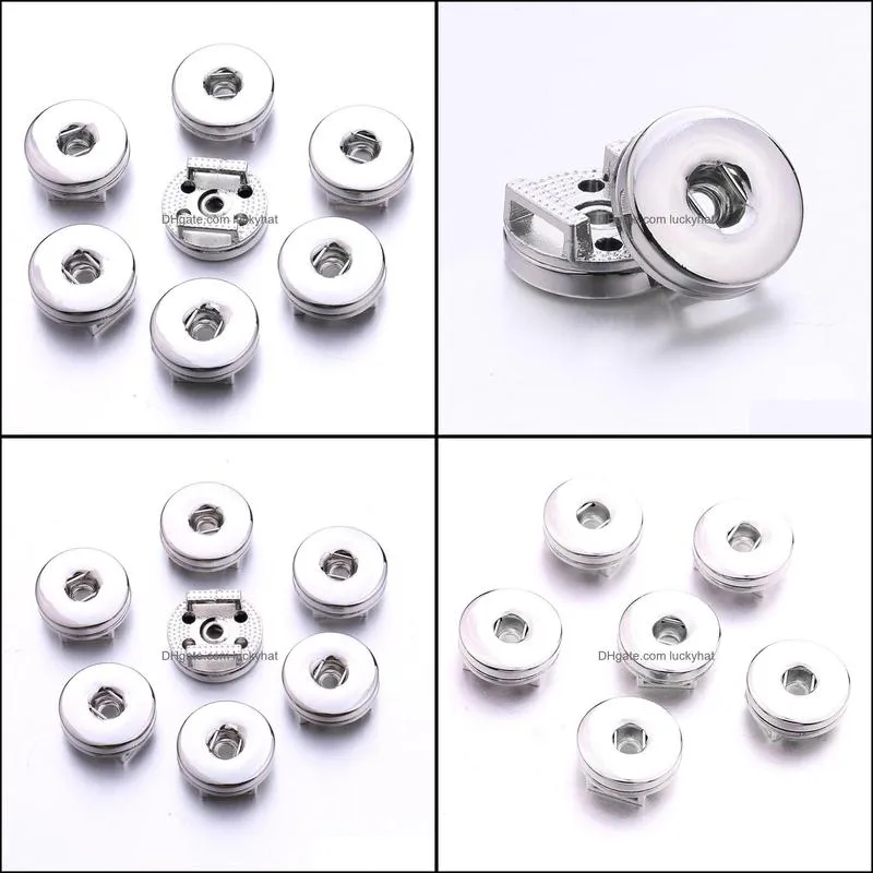 silver metal 18mm ginger snap button base pendant charms for diy snaps buttons leather bracelet jewelry accessorie