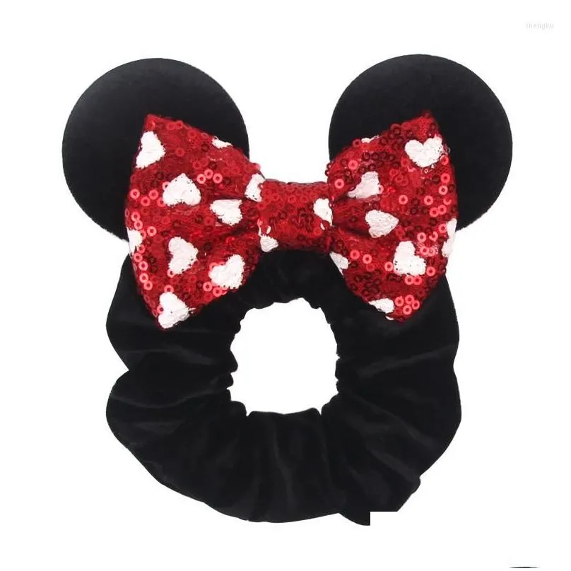 hair accessories 2023 s christmas mouse ears sequins bows headband women velvet scrunchies bands for girls party diy