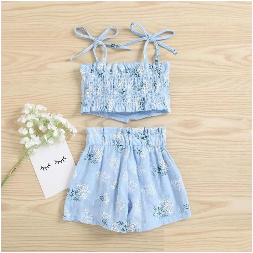 clothing sets fashion baby girls floral print clothes set irregular hem sleeveless cropped tops short pants for summer 6m4t