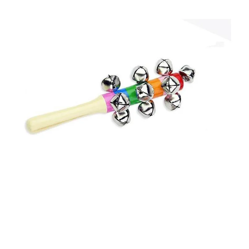 baby toys rattle rainbow instruments educational wooden toys pram crib handle activity bell stick shaker