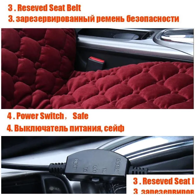 new heating car seat cover 12v heated auto front seat cushion plush heater winter warmer control electric heating protector pad1