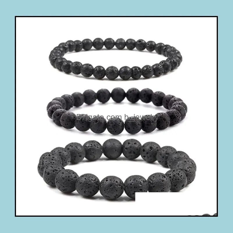 6mm 8mm 10mm black volcanic lava stone bracelets aromatherapy  oil diffuser bracelet for women men friend jewelry