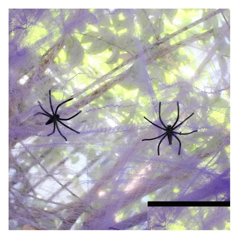 5 color halloween spider web stretchy cobweb with spider for halloween party ktv props bar haunted house party decoration wholesale