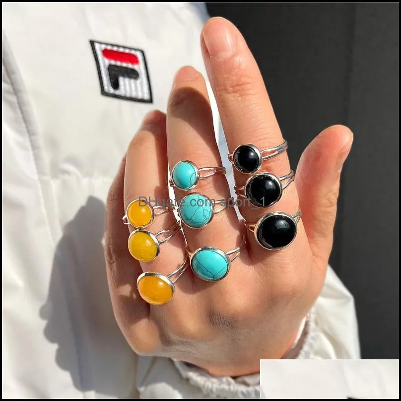 fashion natural stone ring handmade bohemian jewelry gift crystal ring for women birthday party rings adjustabl sport1