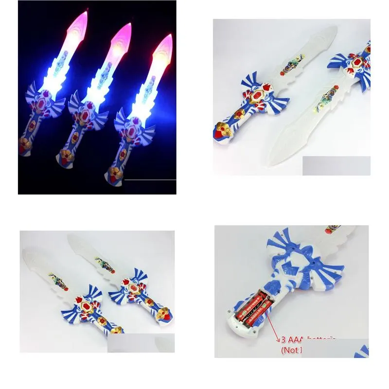 ems 50pcs 50cm led musical flash glow sword knife costume dress up props led light flash gravity kids toy christmas gift2825564