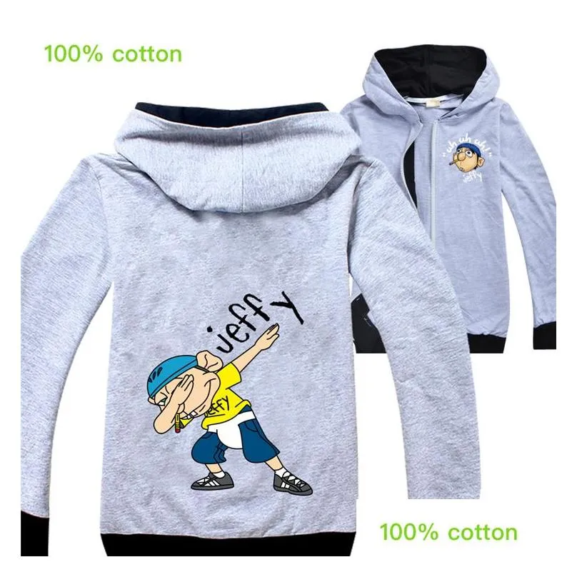 jeffy printed cotton 514t kids girls boys zipper hoodies spring autumn kids outdoor coat 115165cm kids designer clothes ss404