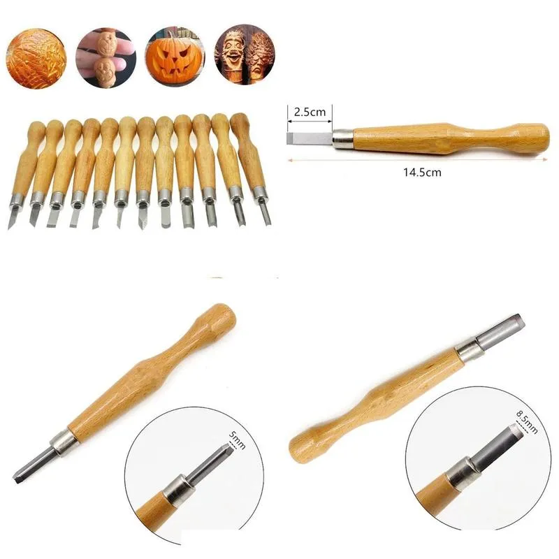 professional hand tool sets 12pcs wood carving chisels knife tools set for woodcut working clay wax arts craft cutter woodworking