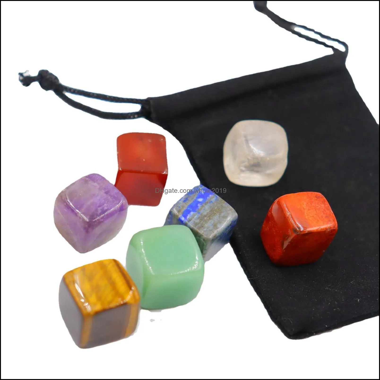 cubic 7 chakra set ornament reiki natural stone crystal polishing quartz yoga energy bead chakra healing decoratio whole2019